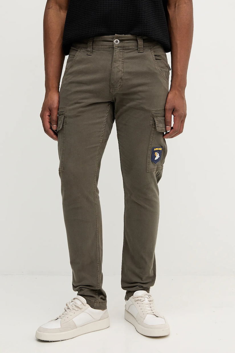 Alpha Industries pantaloni culoarea verde, cu fason cargo, 178207.136