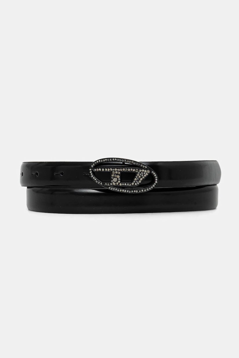 Diesel curea de piele OVAL D LOGO B-1DR STRASS 20 culoarea negru, X09972.P6958