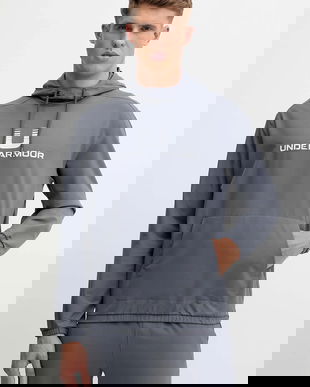 Under Armour bluză Unstoppable culoarea gri, cu glugă, cu imprimeu, 6003864