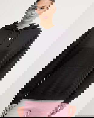 Puma bluză culoarea negru, cu glugă, uni, 685398