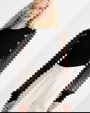 Morgan bluză culoarea negru, uni, MALIA