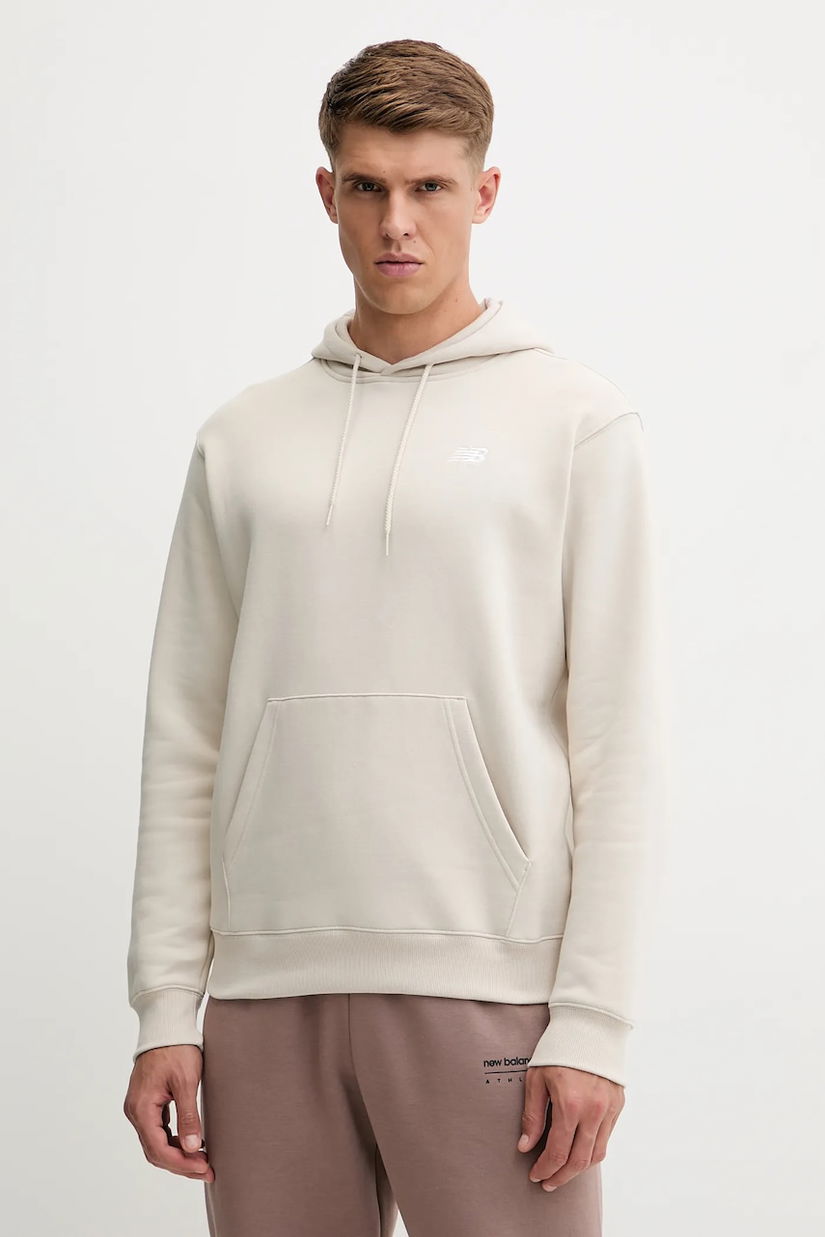 New Balance bluză culoarea bej, cu glugă, uni, MT41511TWF