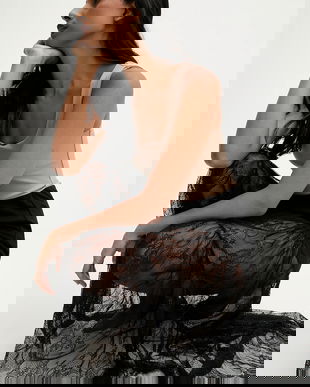 Answear.LAB fusta culoarea negru, maxi, evazati