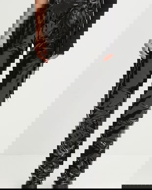 Fiorucci pantaloni Stretch Vinyl Straight Fit culoarea negru, evazați, high waist, W25PFBPA014VN02BK01