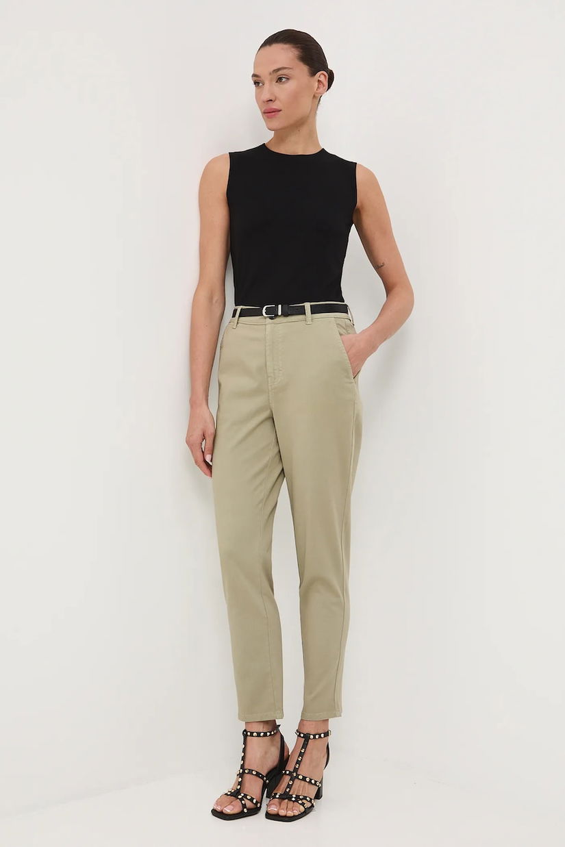 Medicine pantaloni culoarea negru, fason chinos, medium waist
