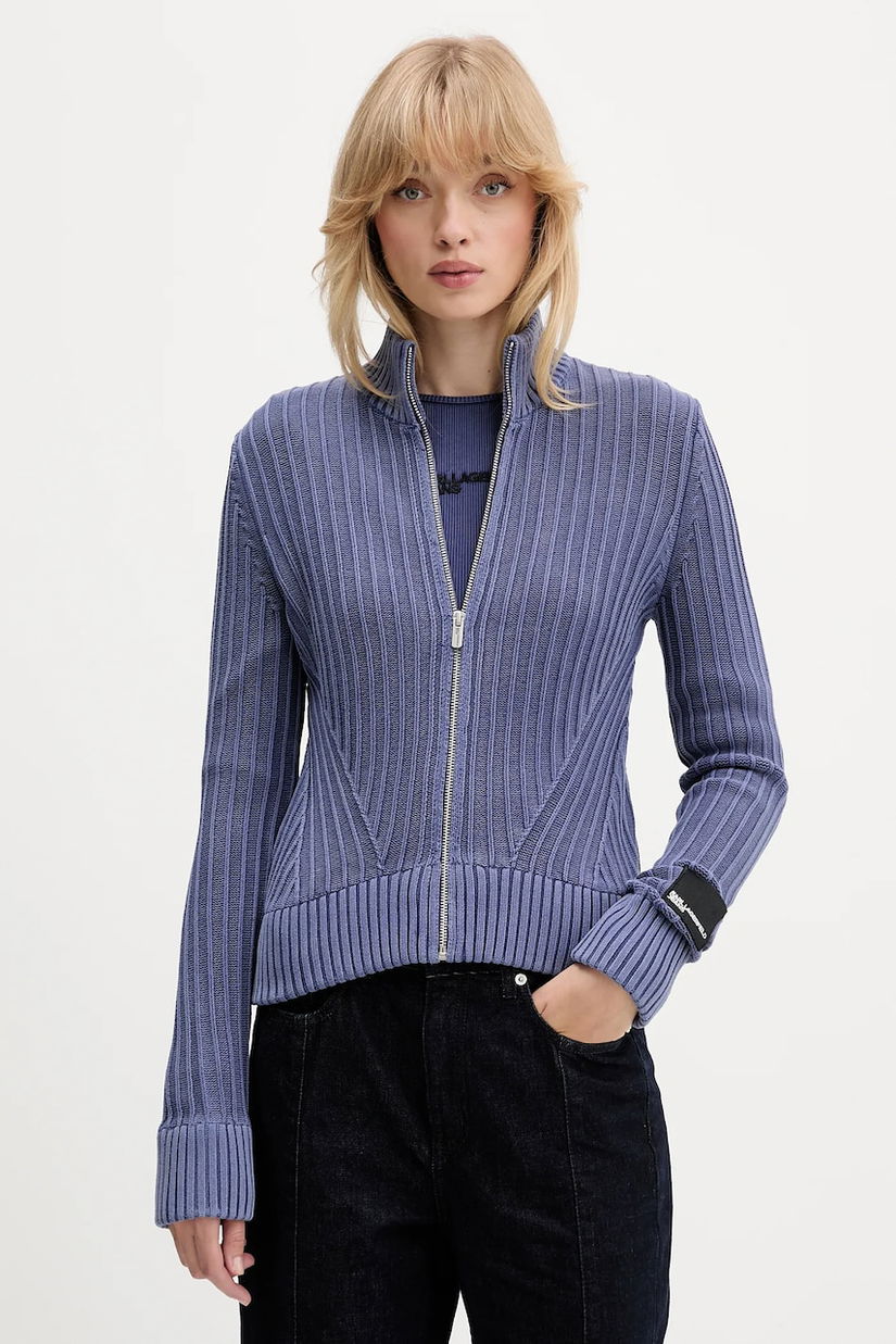 Karl Lagerfeld Jeans cardigan din bumbac culoarea violet, A4W18017