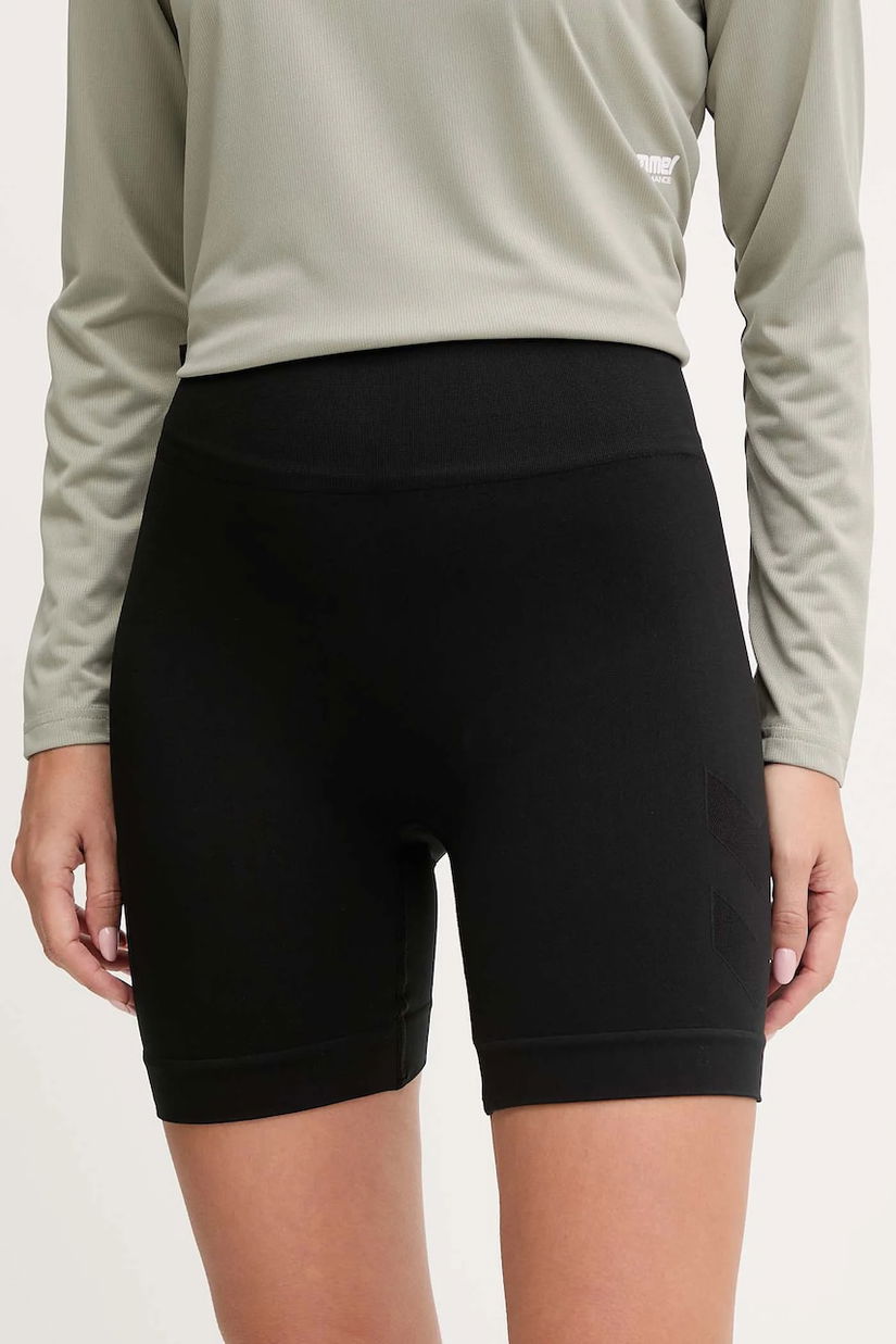 Hummel pantaloni scurți de antrenament culoarea negru, uni, high waist, 230078