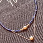 Colier argint lapis lazuli perle naturale de cultura lant argint minimalist boho chic trendy - Transport gratuit