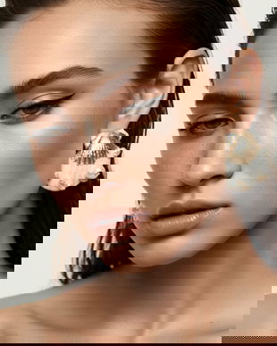 Cercei Asimetrici cu Scoici și Perle Swarovski Farmecul Iernii