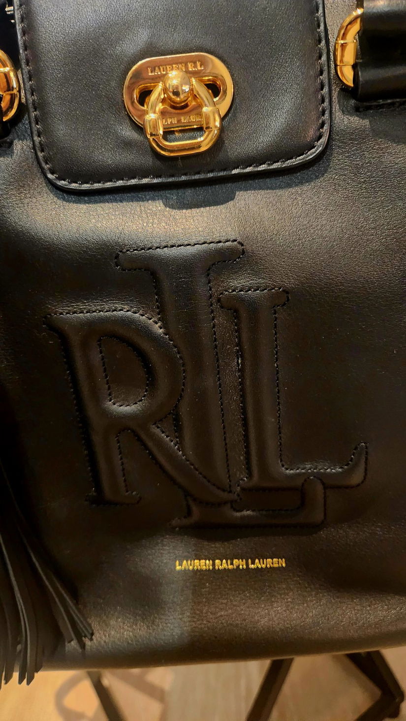 Geantă Ralph Lauren originală  piele naturală, neagră