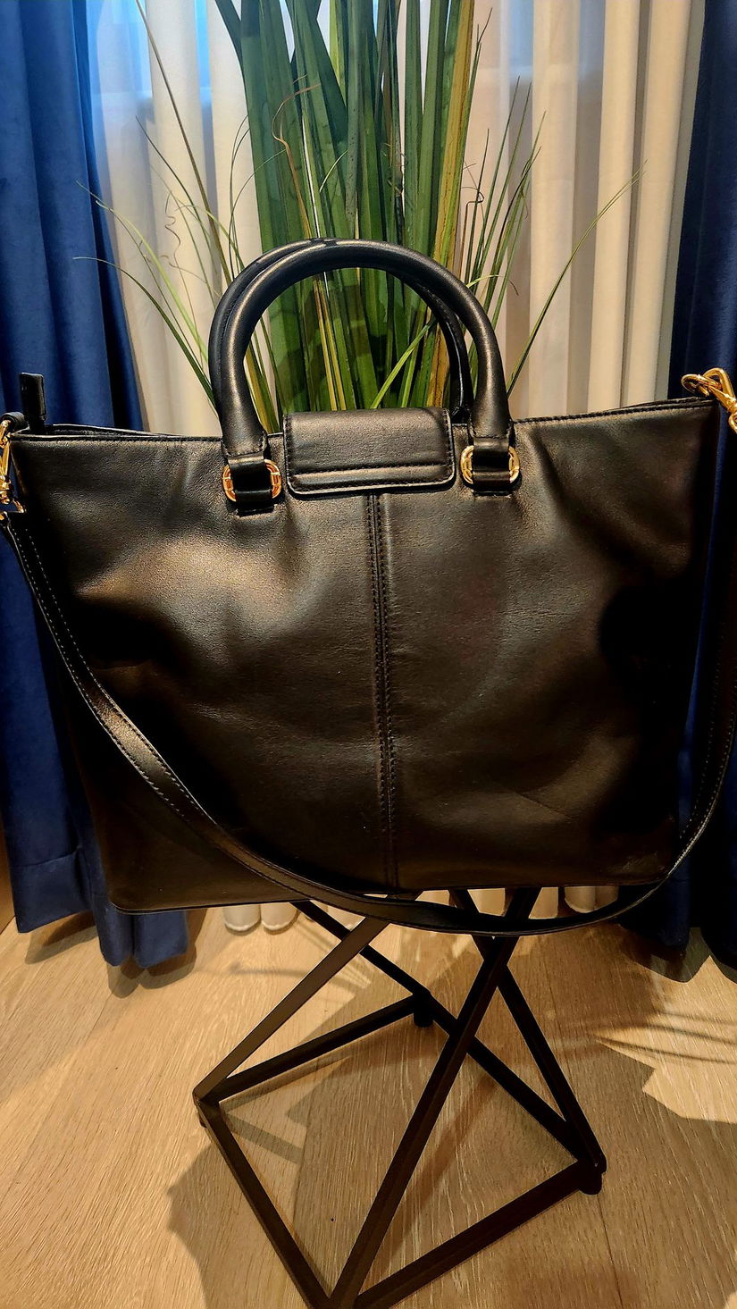 Geantă Ralph Lauren originală  piele naturală, neagră