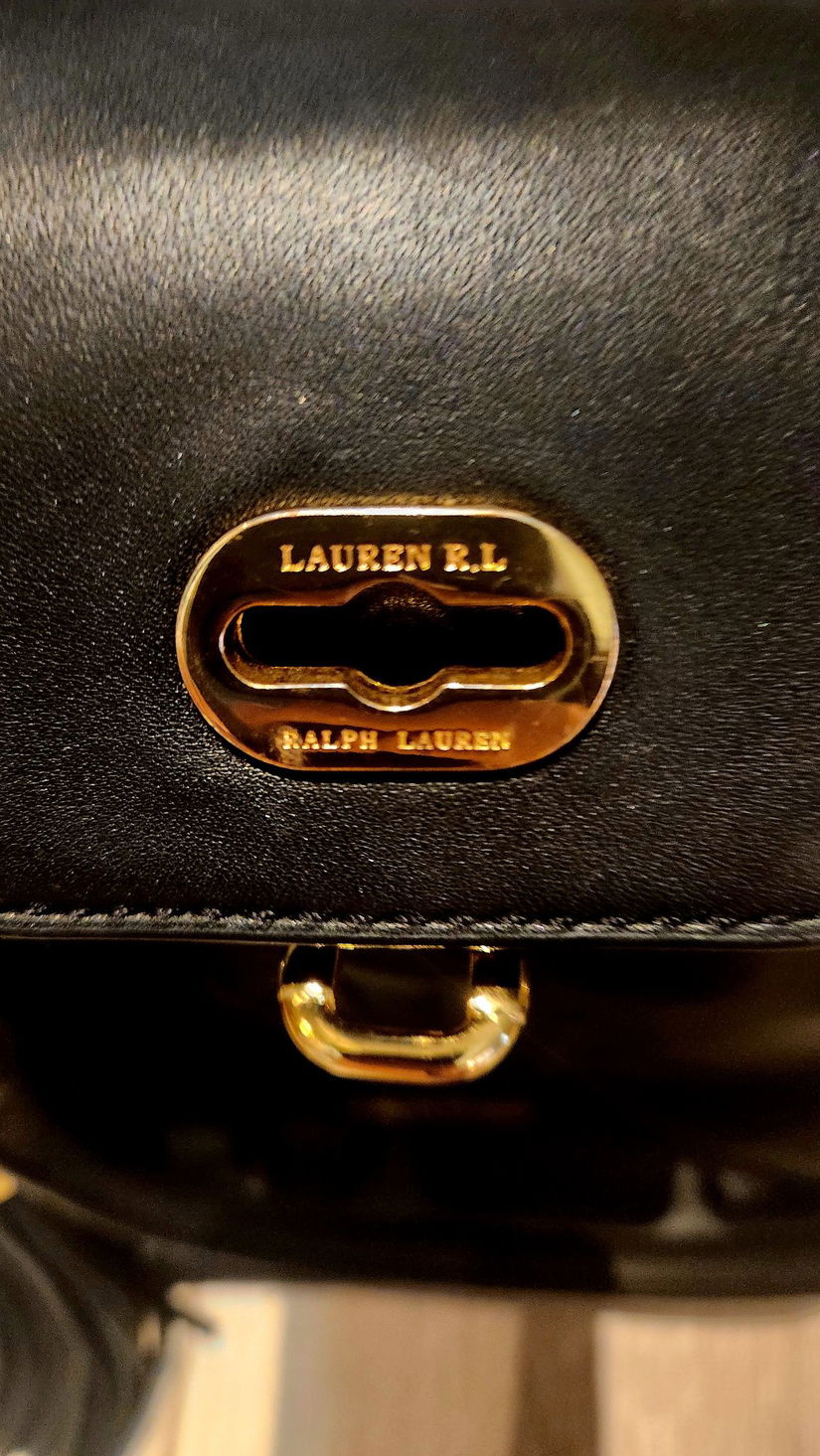 Geantă Ralph Lauren originală  piele naturală, neagră