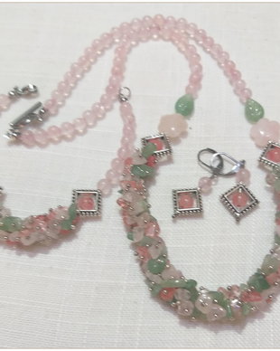 SET- CUART ROZ, AVENTURIN VERDE SI CHERRY CUART
