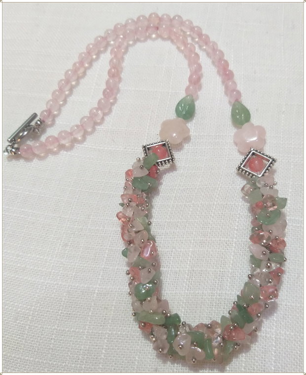 SET- CUART ROZ, AVENTURIN VERDE SI CHERRY CUART