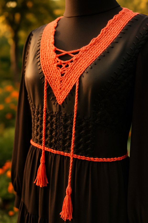 Rochie elegantă cu detalii croșetate manual mărime universală