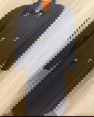 SUPERB PARDESIU STOFA LANA GARNITURA CATIFEA NASTURI AURII MARIME L/XL ITALIA