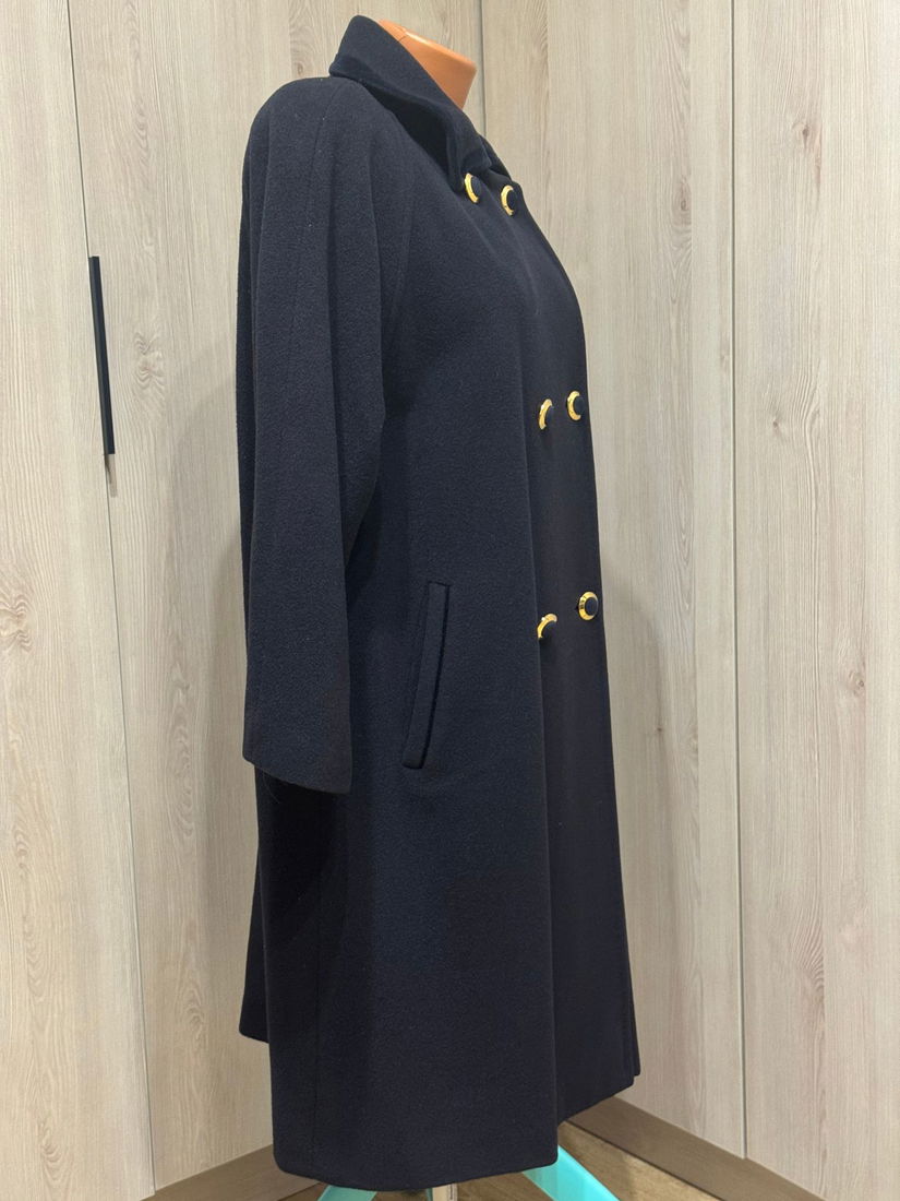 SUPERB PARDESIU STOFA LANA GARNITURA CATIFEA NASTURI AURII MARIME L/XL ITALIA