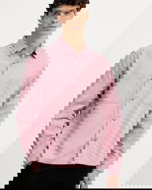 United Colors of Benetton cămașă jeans culoarea roz, cu guler clasic, regular, 5QHDUQ060