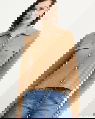 Morgan cardigan din amestec de lână culoarea maro, light, MIMDIE