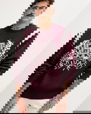 adidas Originals pulover de bumbac Varsity Regular culoarea bordo, JX8215