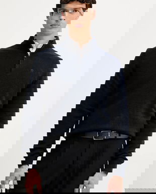 Hackett London pulover de lână culoarea bleumarin, HM7000078