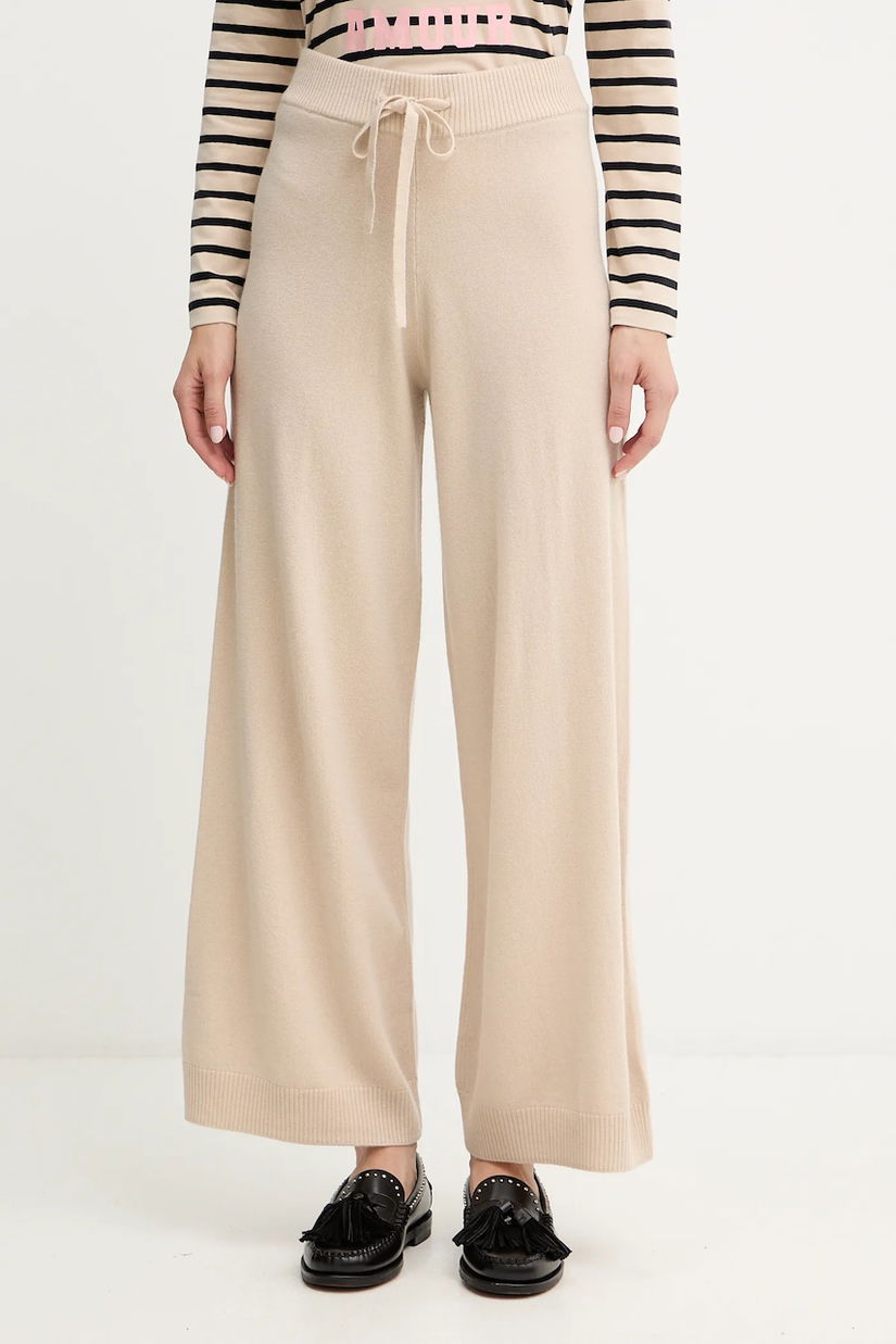 Weekend Max Mara pantaloni de lână JOSEF culoarea bej, 2525336012600