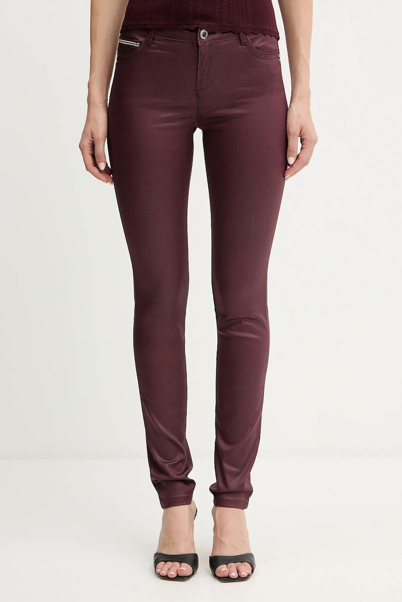 Morgan pantaloni PALONA culoarea bordo, mulată, medium waist, PALONA