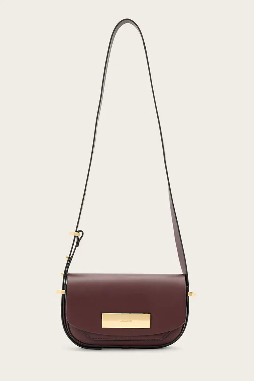 AllSaints poșetă de piele ETTA culoarea bordo, W294XD