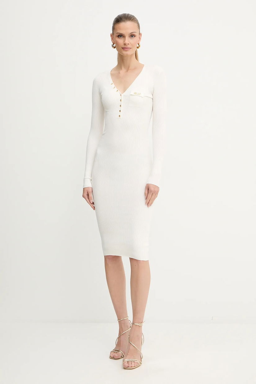 Elisabetta Franchi rochie din mătase mini-ajustat de culoare bej AM10B56E2