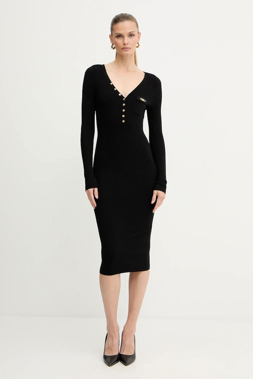 Elisabetta Franchi rochie din mătase mini negru montat AM10B56E2