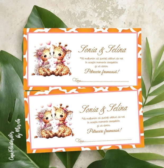 Plicuri bani botez gemene baby girafe
