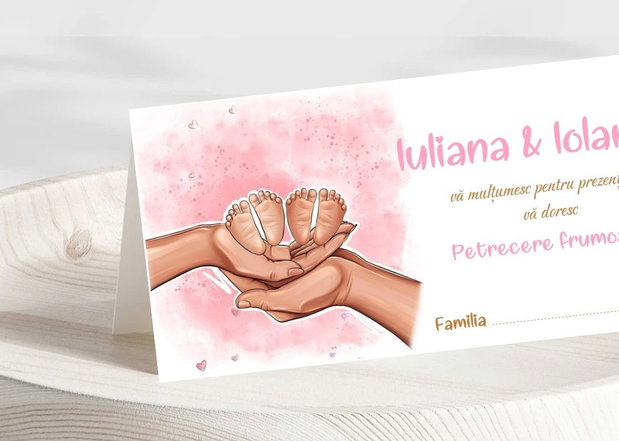 Plicuri bani botez gemene piciorușe de bebelușe