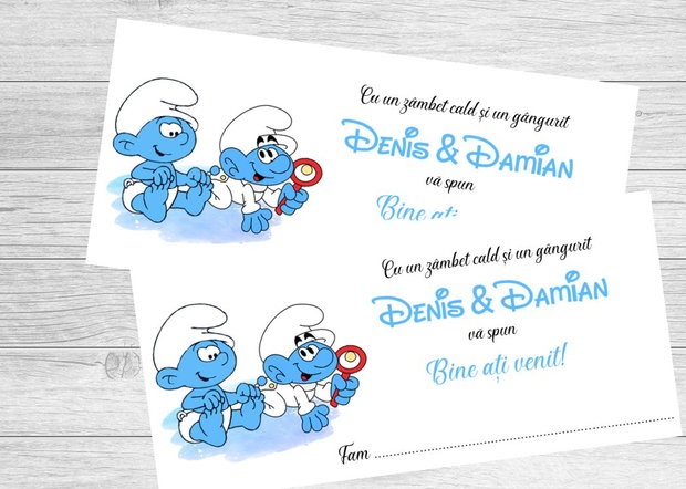 Plicuri bani botez gemeni Ștrumfuleți