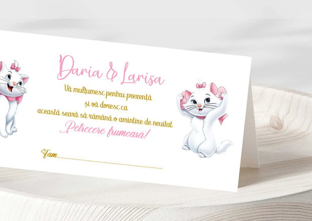 Plicuri de bani botez  gemene, tematica Pisicuța Marie