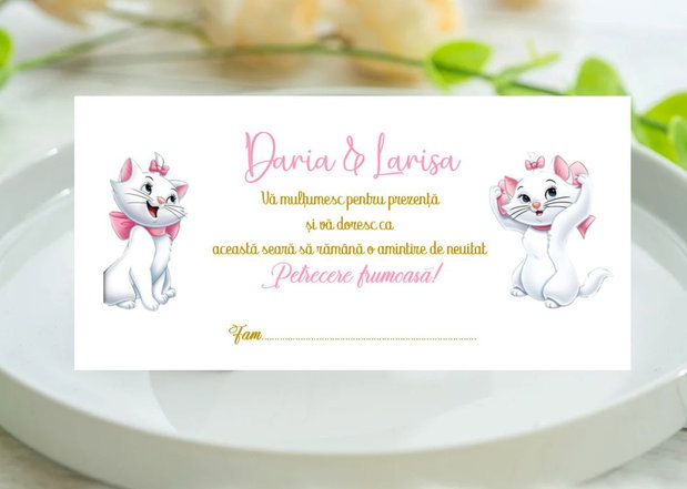 Plicuri de bani botez  gemene, tematica Pisicuța Marie