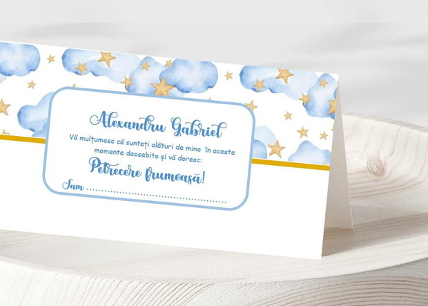 Plicuri bani botez băieti norișori și steluțe