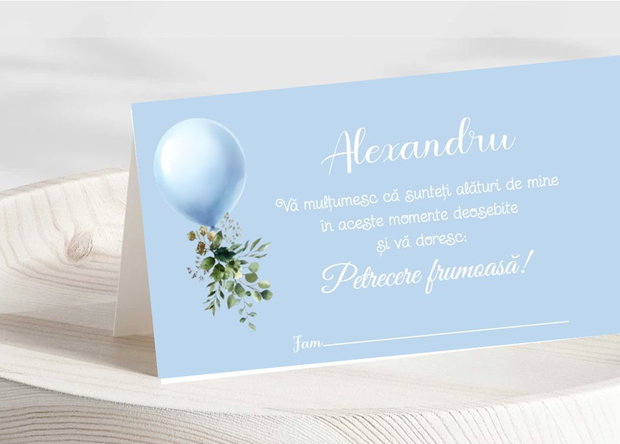 Plic bani botez Balon și verdeață