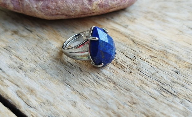 Inel lapis lazuli fatetat, reglabil