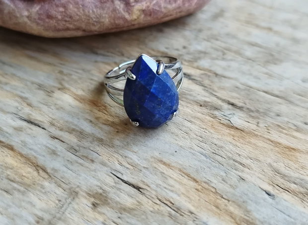 Inel lapis lazuli fatetat, reglabil