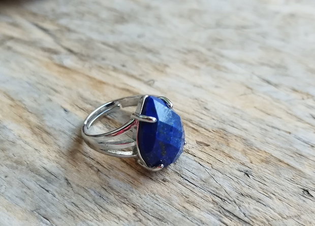 Inel lapis lazuli fatetat, reglabil
