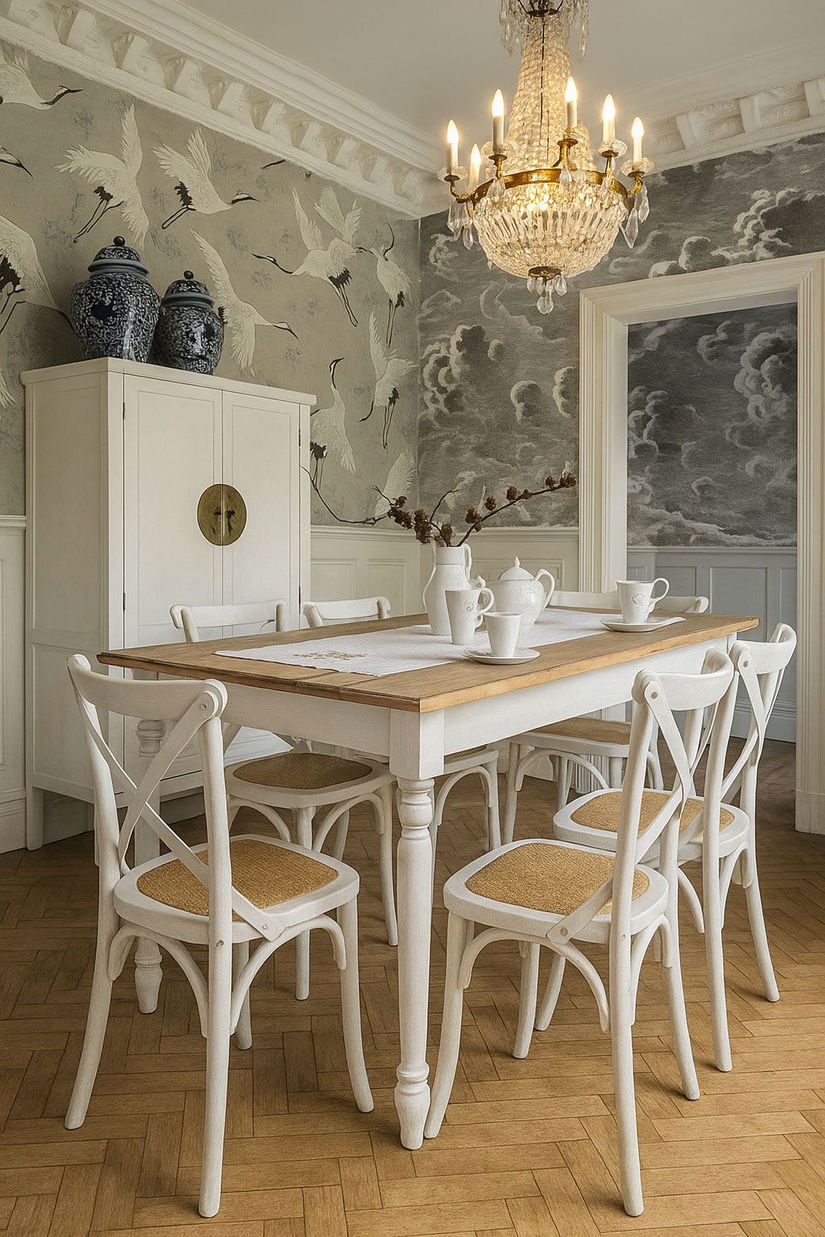 Masa living Shabby Chic lemn alb