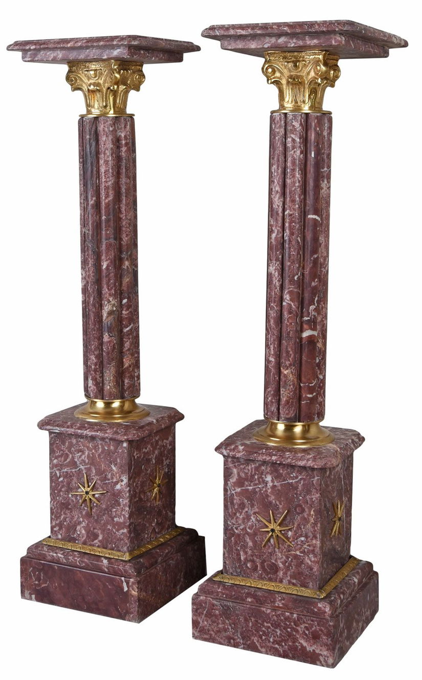 Set doua piedestaluri baroc din marmura