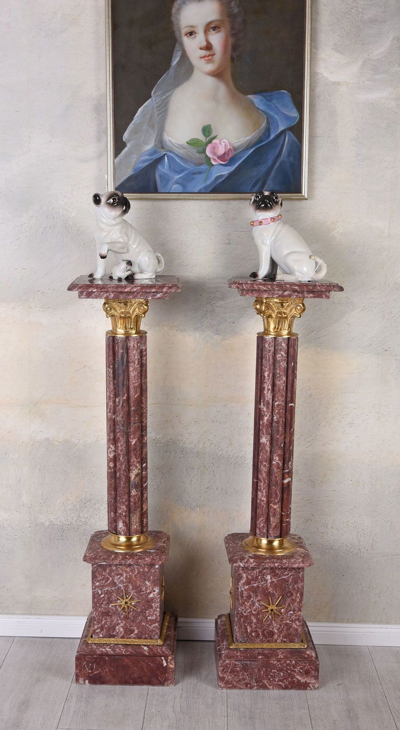 Set doua piedestaluri baroc din marmura