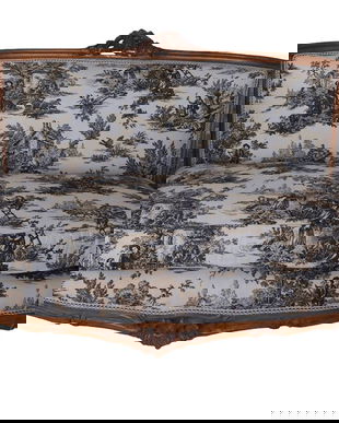 Sofa Rococo din lemn masiv cu tapiterie creton