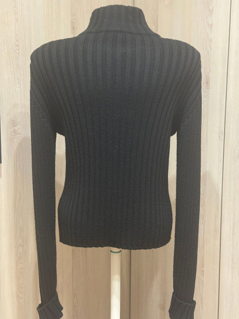 Cardigan gros lână și piele mărime M , Fausta Tricot