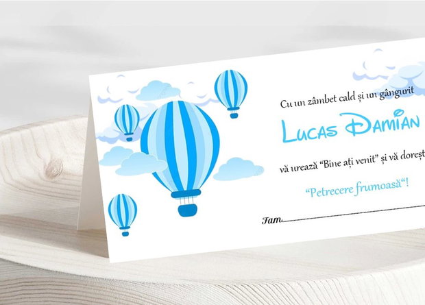 Plicuri bani botez Balon cu aer cald