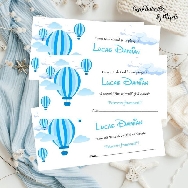 Plicuri bani botez Balon cu aer cald
