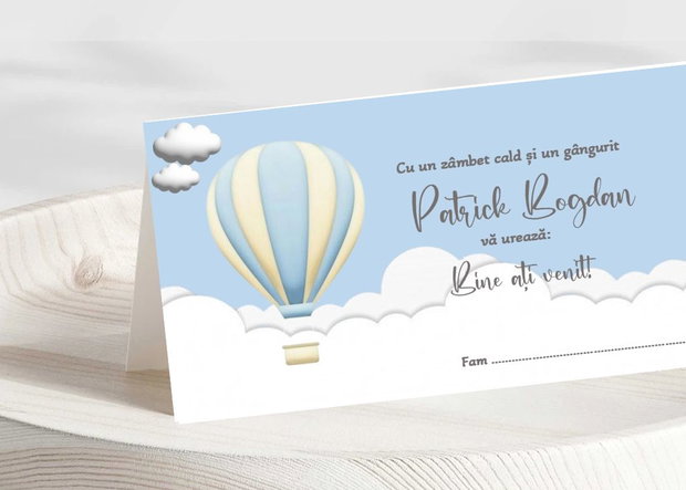 Plic bani botez Balon cu aer cald