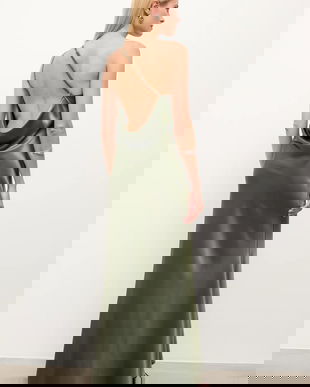 Answear.LAB rochie culoarea verde, maxi, evazati