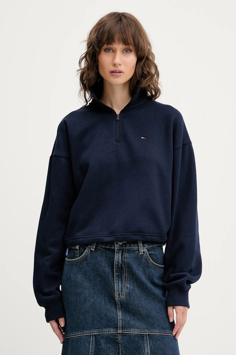 Tommy Jeans bluză culoarea bleumarin, uni, DW0DW20946
